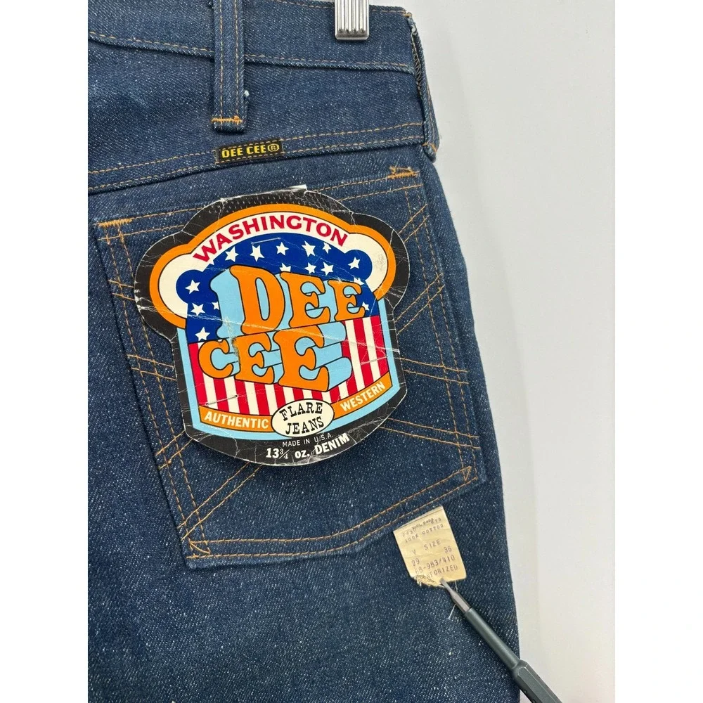 Dee Cee Flare Jeans Mens 29x36 Indigo Blue Denim Dark Wash Retro Vintage NWT